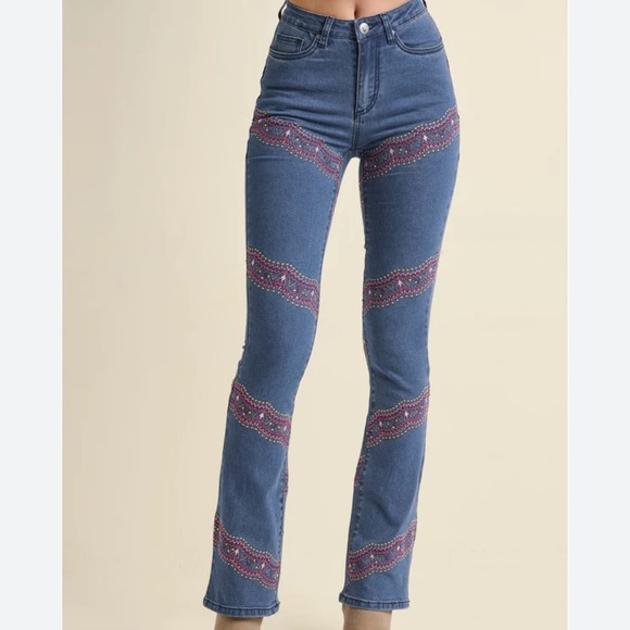 VENUS WOMENS EMBROIDERED JEANS BOOTCUT NEW SIZE 8 - Picture 14 of 14